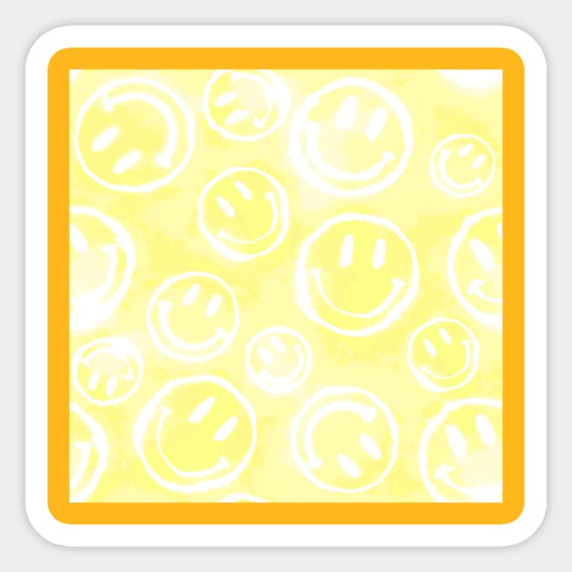 Yellow Tie-Dye Smileys Sticker by Carolina Díaz